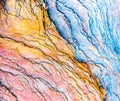 Colourful sedimentary rocks formed by the accumulation of sediments Ã¢â¬â natural rock layers backgrounds, patterns and textures - Royalty Free Stock Photo